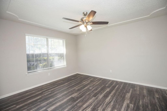 4209 W Pleasant Forest St, Arlington, TX 76015 - empty room featuring a textured ceiling, dark wood-type flooring, and a ceiling fan