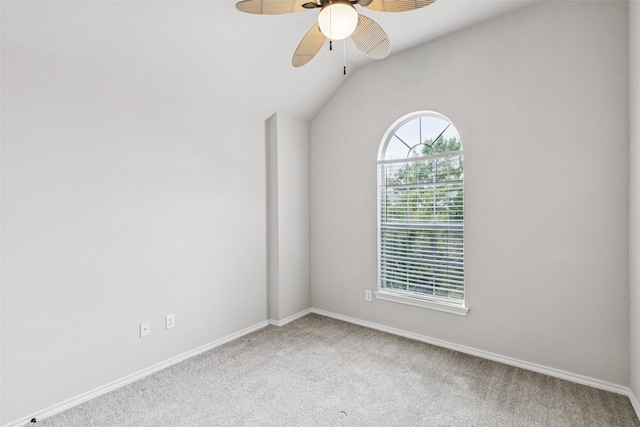 2210 Garden Crest Dr, Rockwall, TX 75087 - empty room featuring a ceiling fan, carpet flooring, and vaulted ceiling