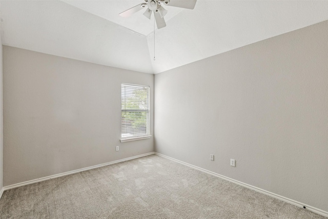 2210 Garden Crest Dr, Rockwall, TX 75087 - empty room featuring a ceiling fan, carpet floors, and lofted ceiling