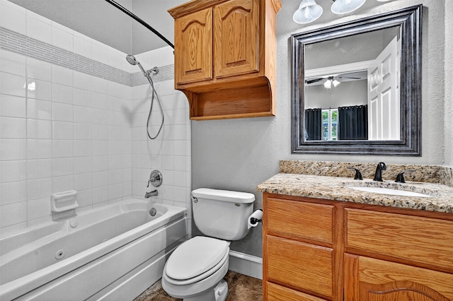 688 Lazy Acres Cir, Pottsboro, TX 75076 - full bath with vanity, toilet, bathtub / shower combination, baseboards, and a textured wall