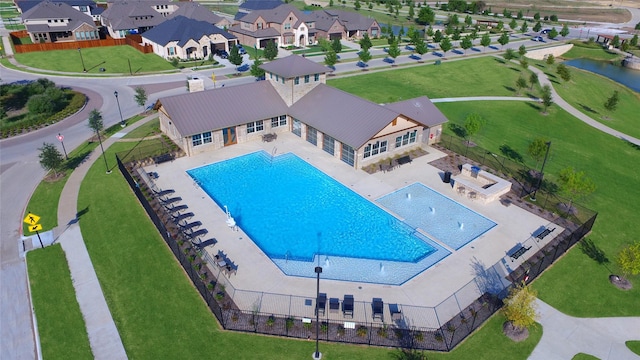 1706 Cedar Bluff Pkwy, Mansfield, TX 76063 - aerial view of residential area with a pool area and a nearby body of water