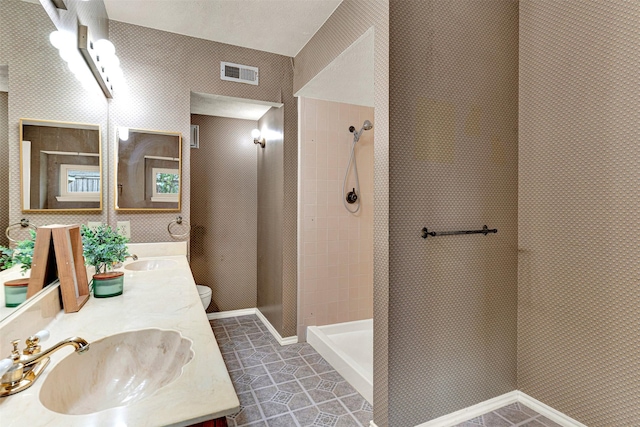1305 Jabbet Dr, Plano, TX 75025 - full bathroom with double vanity, a shower stall, and tile patterned flooring