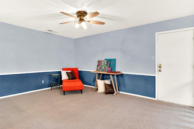 1305 Jabbet Dr, Plano, TX 75025 - living area with a ceiling fan and carpet floors