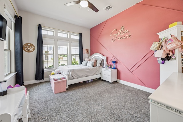 3205 Tradition Ct, Rowlett, TX 75088 - bedroom with carpet, baseboards, and a ceiling fan