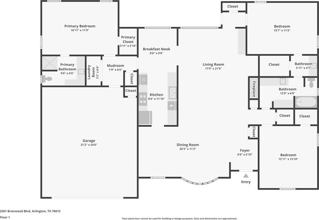 2201 Briarwood Blvd, Arlington, TX 76013 - view of property floor plan