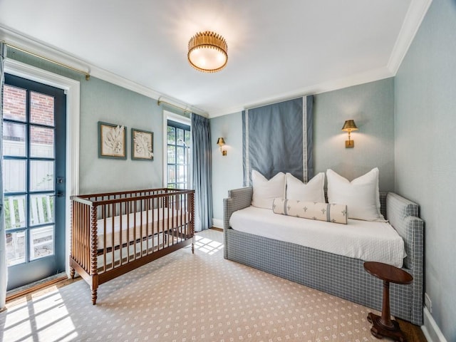 4604 Southern Ave, Highland Park, TX 75209 - carpeted bedroom with ornamental molding and baseboards