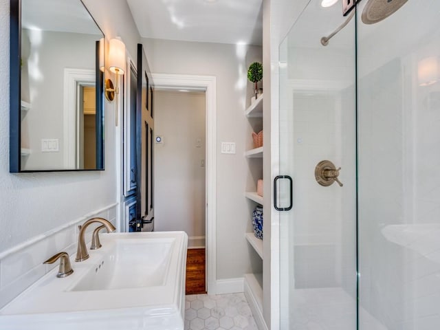 4604 Southern Ave, Highland Park, TX 75209 - full bath featuring a shower stall, tile patterned floors, and vanity