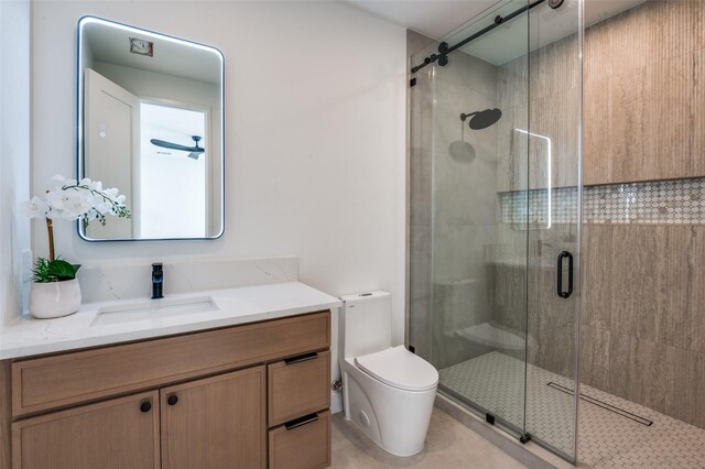 4322 Sexton Ln, Dallas, TX 75229 - full bathroom featuring vanity, toilet, and a stall shower