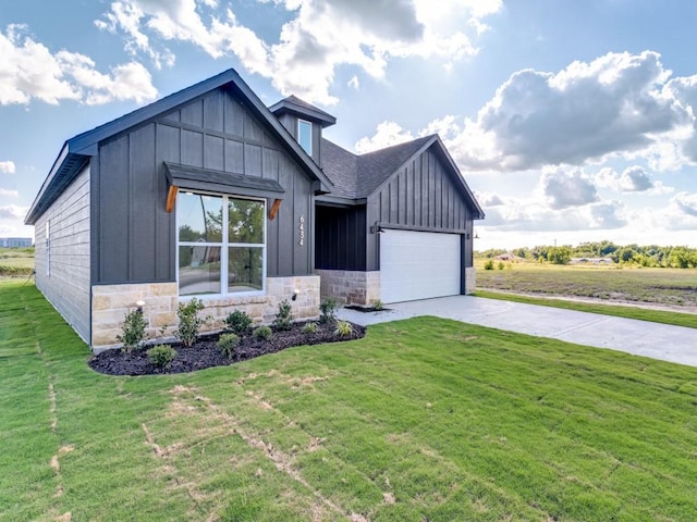 6434 Abner Rd, Terrell, TX 75161 - modern farmhouse style home featuring board and batten siding, a garage, driveway, and a front lawn