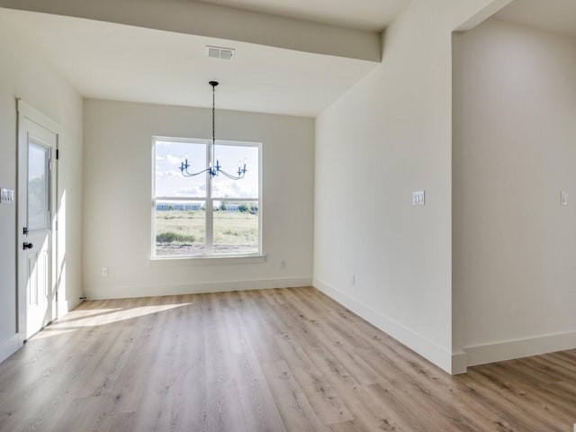 6434 Abner Rd, Terrell, TX 75161 - unfurnished dining area featuring plenty of natural light, a chandelier, light wood-style flooring, and baseboards