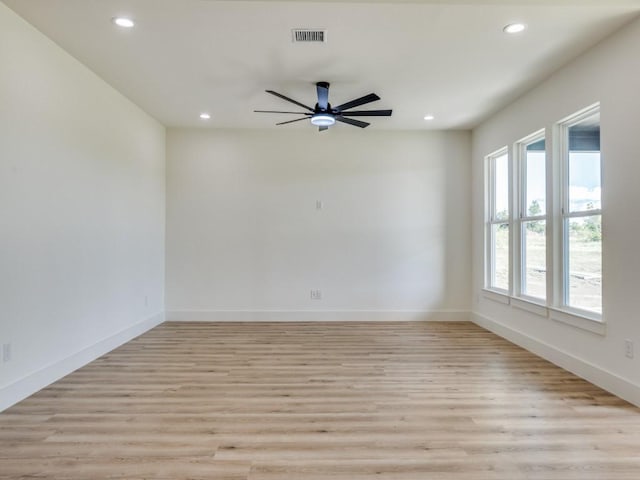 6434 Abner Rd, Terrell, TX 75161 - unfurnished room with recessed lighting, light wood-style flooring, a ceiling fan, and baseboards