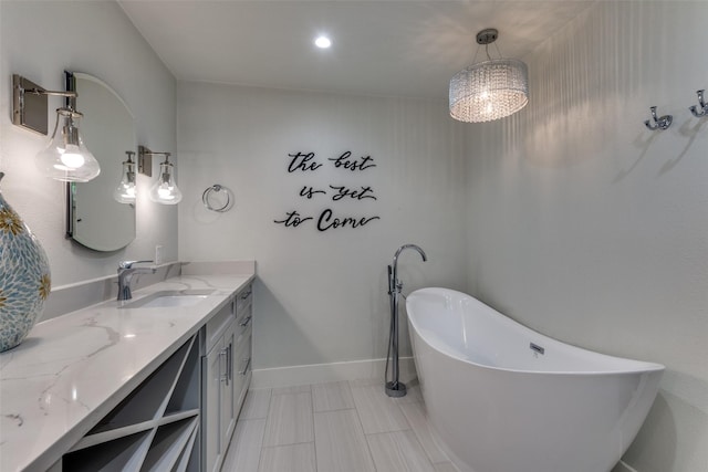 711 Majestic Oaks Dr, Oak Point, TX 75068 - full bathroom featuring double vanity and a freestanding bath