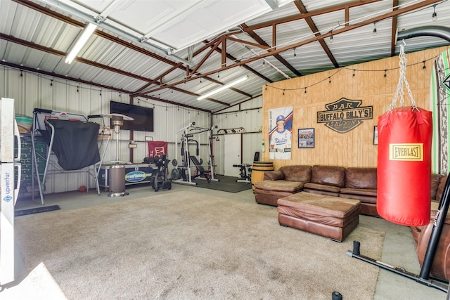 711 Majestic Oaks Dr, Oak Point, TX 75068 - garage with metal wall