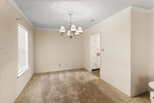 1506 Ridgeview Dr, Arlington, TX 76012 - unfurnished room with a chandelier, carpet flooring, and ornamental molding