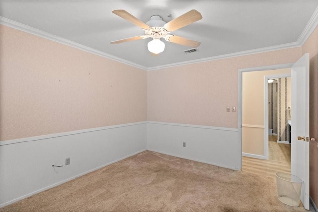 1506 Ridgeview Dr, Arlington, TX 76012 - spare room featuring ornamental molding, carpet floors, and a ceiling fan
