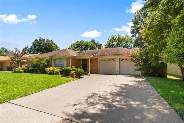1506 Ridgeview Dr, Arlington, TX 76012 - single story home with an attached garage, driveway, a front yard, a chimney, and brick siding