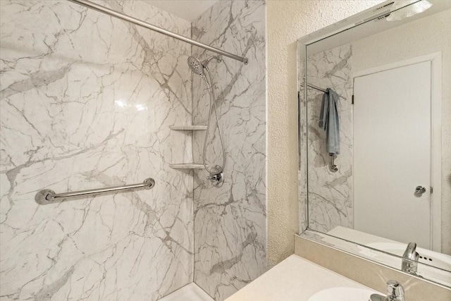 1506 Ridgeview Dr, Arlington, TX 76012 - full bath with a marble finish shower and a textured wall