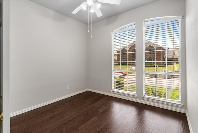 3616 Canyon Oaks Dr, Carrollton, TX 75007 - spare room with dark wood-style flooring and ceiling fan