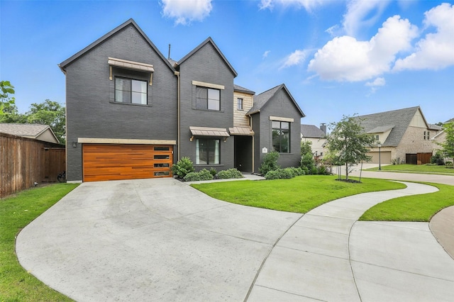 5901 Westworth Falls Way, Westworth Village, TX 76114 - view of front of property with a garage, concrete driveway, a standing seam roof, and brick siding