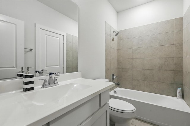 5901 Westworth Falls Way, Westworth Village, TX 76114 - bathroom with toilet, vanity, shower / bath combination, and tile patterned flooring