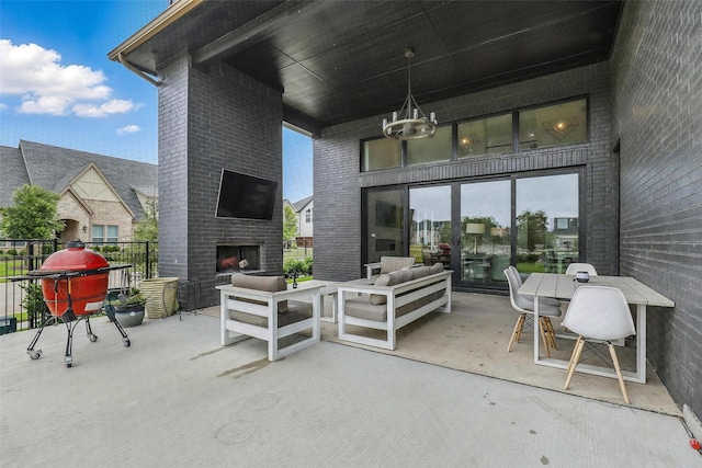5901 Westworth Falls Way, Westworth Village, TX 76114 - view of patio featuring an outdoor living space with a fireplace