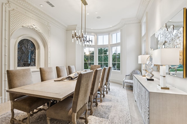 5112 Palomar Ln, Dallas, TX 75229 - dining area featuring ornamental molding, a chandelier, and baseboards