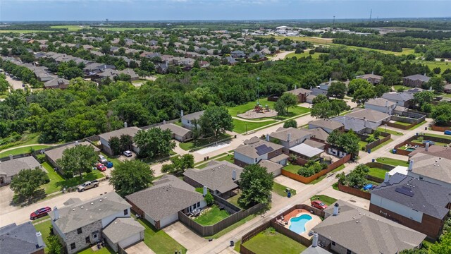 1458 Foxwood Ln, Rockwall, TX 75032 - aerial perspective of suburban area featuring a pool area