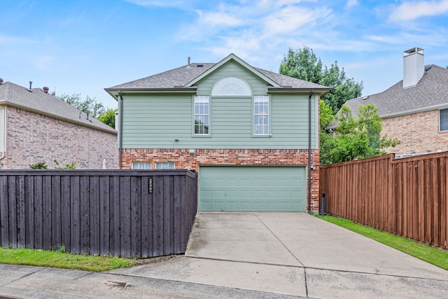 8620 Quail Meadow Dr, Irving, TX 75063 - view of side of property with a garage, driveway, brick siding, and a shingled roof