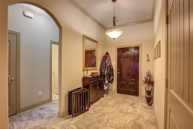 189 Charleston Ln, Fate, TX 75189 - corridor featuring arched walkways and ornamental molding
