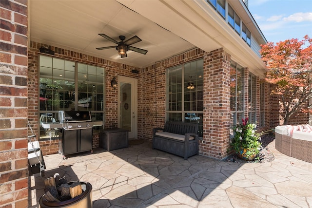8008 Craftsbury Ln, Mckinney, TX 75071 - view of patio / terrace with ceiling fan and a grill