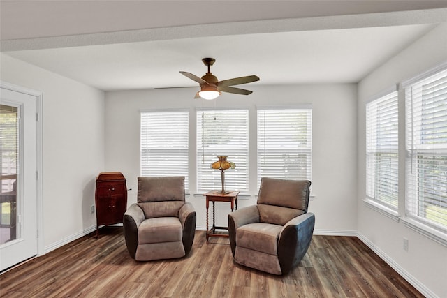 7668 Monument Dr, Little Elm, TX 76227 - living area with plenty of natural light, wood finished floors, and ceiling fan