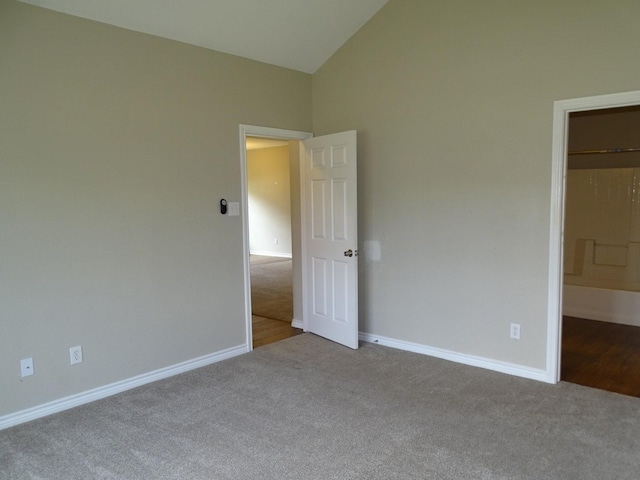 2013 Alanbrooke Dr, Fort Worth, TX 76140 - unfurnished bedroom with carpet flooring, baseboards, high vaulted ceiling, and a spacious closet