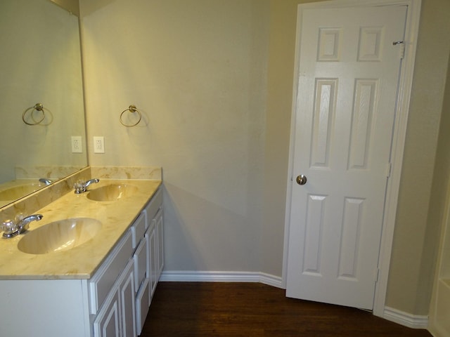 2013 Alanbrooke Dr, Fort Worth, TX 76140 - full bath with baseboards, double vanity, and wood finished floors