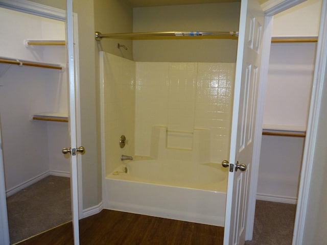 2013 Alanbrooke Dr, Fort Worth, TX 76140 - full bath with washtub / shower combination, wood finished floors, baseboards, and a spacious closet