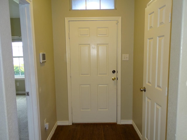 2013 Alanbrooke Dr, Fort Worth, TX 76140 - entryway with baseboards and dark wood-style flooring