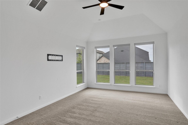 545 Oakmoss St, Little Elm, TX 76227 - carpeted spare room with plenty of natural light, ceiling fan, and lofted ceiling