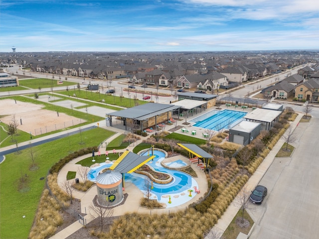 545 Oakmoss St, Little Elm, TX 76227 - aerial perspective of suburban area featuring a pool area