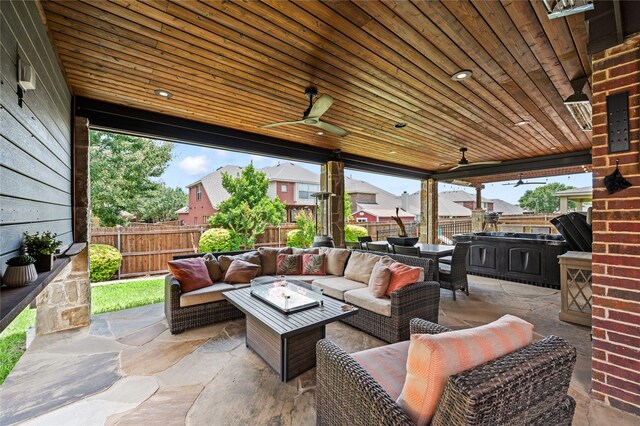 1021 Tara Dr, Burleson, TX 76028 - view of patio with an outdoor living space and a ceiling fan