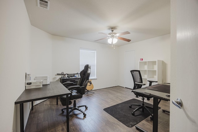 3428 Baby Doe Ct, Fort Worth, TX 76137 - office area with wood finished floors and a ceiling fan