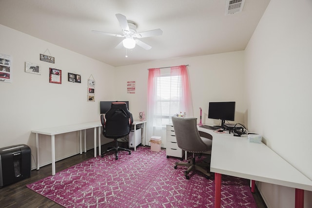 3428 Baby Doe Ct, Fort Worth, TX 76137 - office featuring a ceiling fan and wood finished floors
