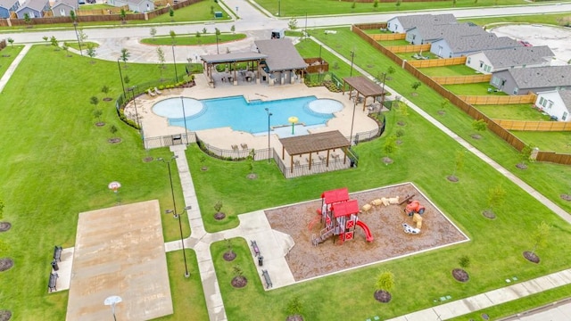 6851 Coulter Dr, Princeton, TX 75407 - aerial view of residential area with a pool