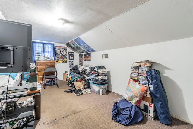 1213 Pine St, Grand Prairie, TX 75050 - bonus room featuring vaulted ceiling, a textured ceiling, and carpet