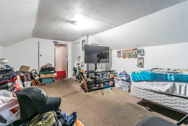 1213 Pine St, Grand Prairie, TX 75050 - carpeted bedroom featuring vaulted ceiling