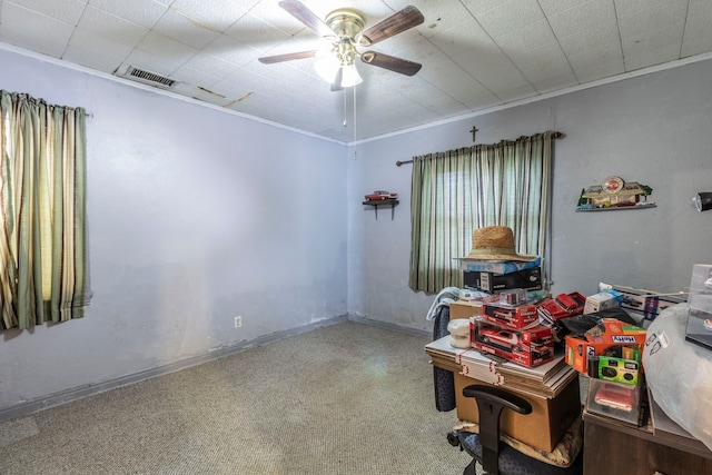1213 Pine St, Grand Prairie, TX 75050 - office area with ceiling fan and baseboards