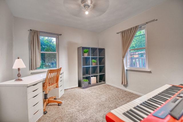 517 Pleasant Oaks Dr, Dallas, TX 75217 - carpeted office with healthy amount of natural light, ceiling fan, and baseboards