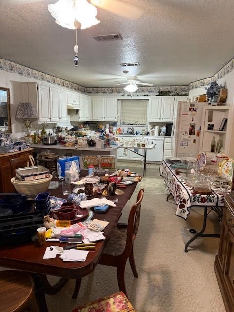 502 E College St, Leonard, TX 75452 - dining area with a textured ceiling and ceiling fan