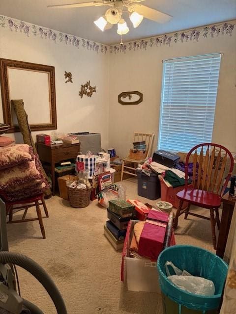 502 E College St, Leonard, TX 75452 - sitting room with carpet flooring and ceiling fan