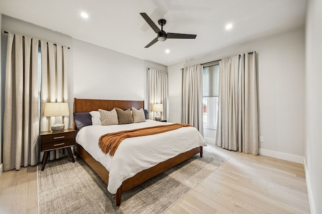 1921 Washington Ave, Fort Worth, TX 76110 - bedroom featuring light wood-type flooring, recessed lighting, and ceiling fan