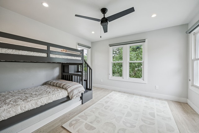 1921 Washington Ave, Fort Worth, TX 76110 - bedroom featuring wood finished floors, recessed lighting, and a ceiling fan