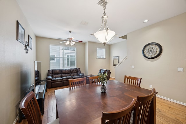 4121 Mckinney Ave Unit 21, Dallas, TX 75204 - dining space featuring light wood-style floors, ceiling fan, and recessed lighting